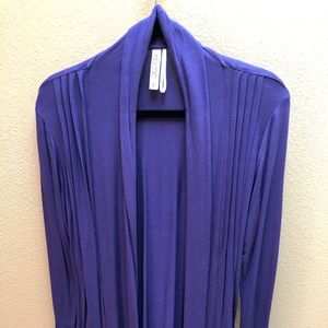 Kische Open Front Pintuck Purple Flyaway Cardigan